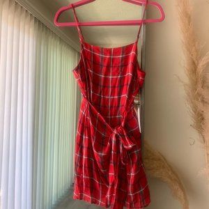 Plaid Tie Front Dress